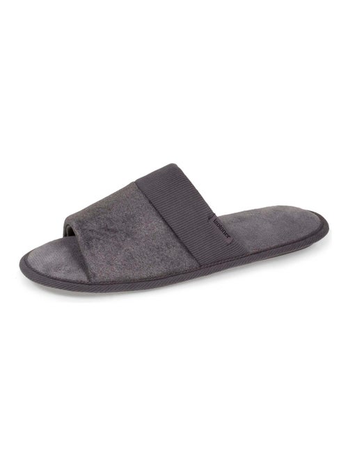 Zapatillas chinelas abiertas , pantuflas ligeras terciopelo hombre - Kiabi