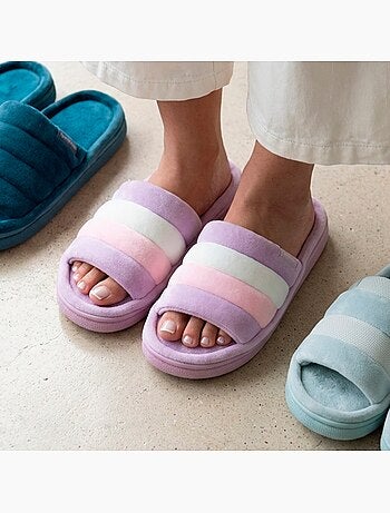 Zapatillas chinelas abiertas suela de terciopelo bloup XTRA Comfort mujer Isotoner