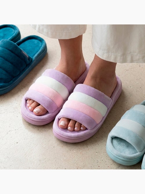 Zapatillas chinelas abiertas suela de terciopelo bloup XTRA Comfort mujer Isotoner - Kiabi