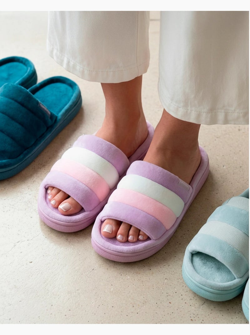Zapatillas chinelas abiertas suela de terciopelo bloup XTRA Comfort mujer Isotoner Multicolor - Kiabi