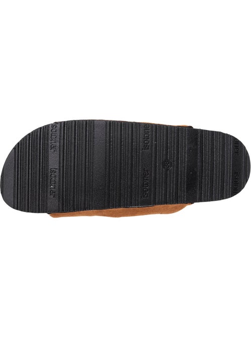 Zapatillas chinelas abiertas tacón de parche ultracómodo, cuero mujer Isotoner - Kiabi