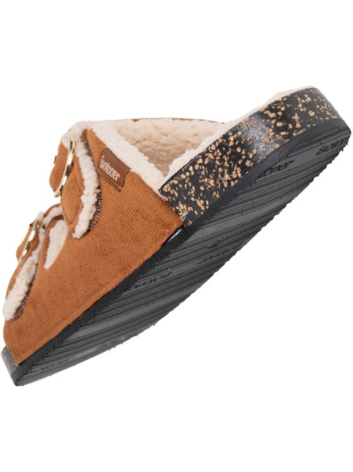 Zapatillas chinelas abiertas tacón de parche ultracómodo, cuero mujer Isotoner - Kiabi