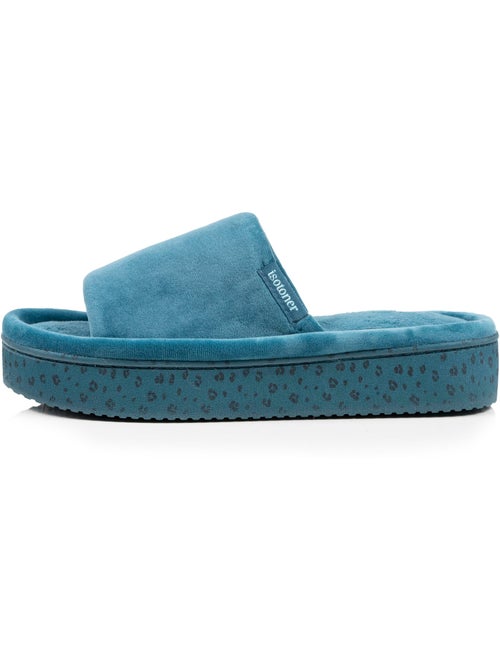 Zapatillas chinelas abiertas terciopelo, plataforma de 3,5 cm mujer Isotoner - Kiabi