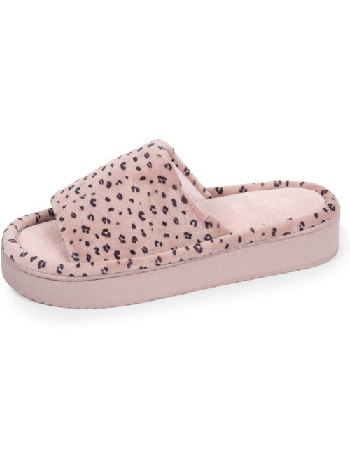Zapatillas chinelas abiertas terciopelo, plataforma de 3,5 cm mujer Isotoner - Kiabi