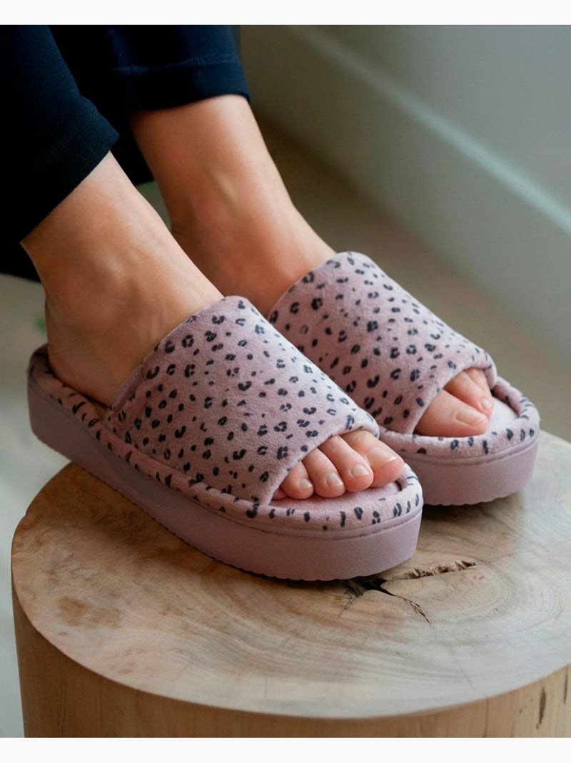 Zapatillas chinelas abiertas terciopelo, plataforma de 3,5 cm mujer Isotoner Rubor - Kiabi