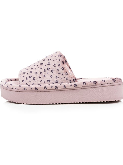 Zapatillas chinelas abiertas terciopelo, plataforma de 3,5 cm mujer Isotoner - Kiabi