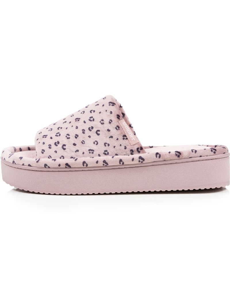 Zapatillas chinelas abiertas terciopelo, plataforma de 3,5 cm mujer Isotoner Rubor - Kiabi