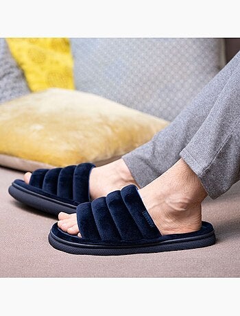 Zapatillas chinelas abiertas terciopelo ultra suave, suela bloup XTRA hombre Isotoner