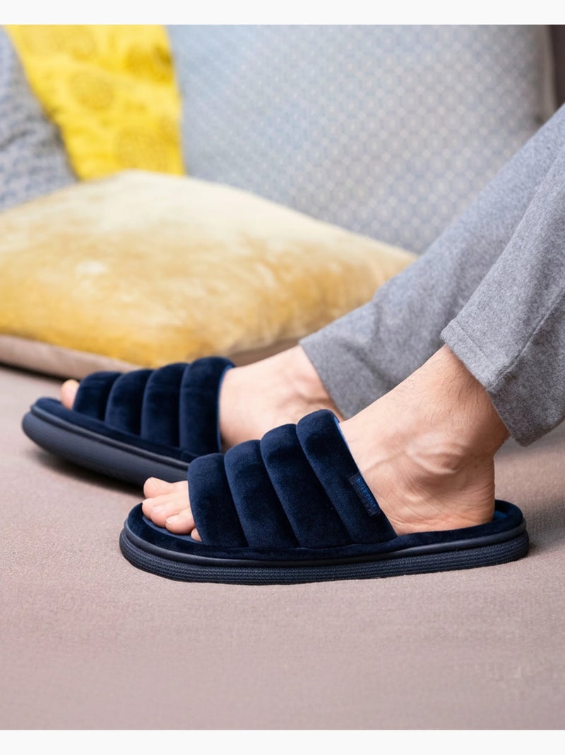 Zapatillas chinelas abiertas terciopelo ultra suave, suela bloup XTRA hombre Isotoner Azul marino - Kiabi