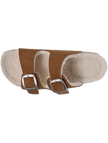 Zapatillas chinelas abiertas ultra-confortable, en cuero mujer