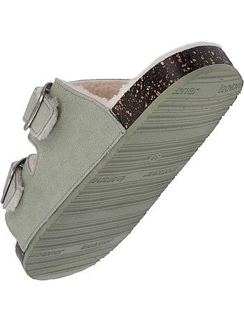 Zapatillas chinelas abiertas ultra-confortable, en cuero mujer isotoner