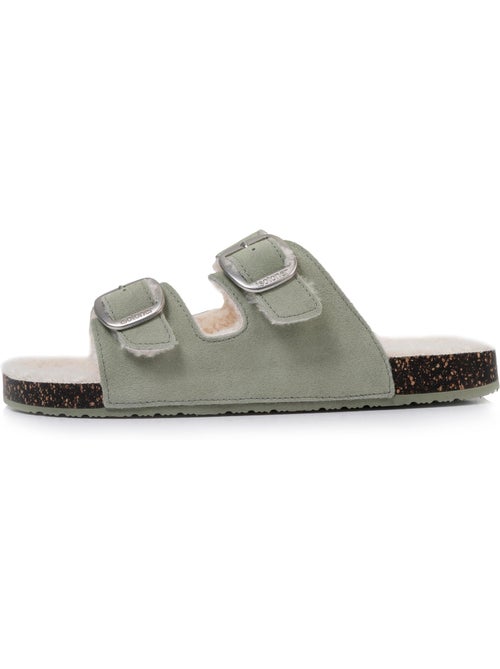 Zapatillas chinelas abiertas ultra-confortable, en cuero mujer isotoner - Kiabi Zapatillas chinelas abiertas ultra-confortable, en cuero mujer isotoner - Kiabi