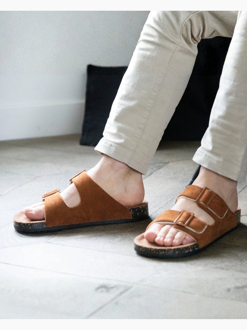 Zapatillas chinelas abiertas ultracómodo hombre Isotoner Camel - Kiabi