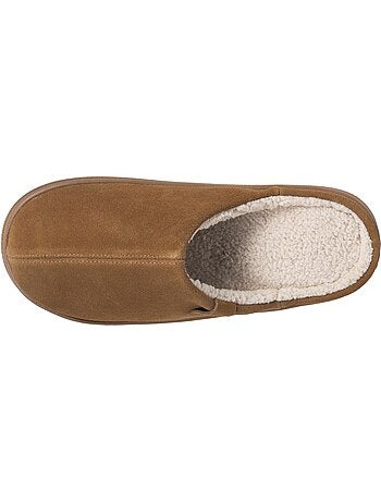 Zapatillas chinelas cuero «extra confort» hombre isotoner