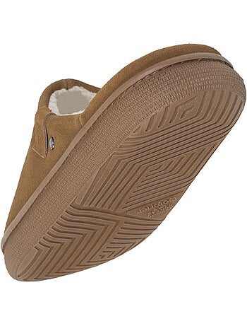 Zapatillas chinelas cuero «extra confort» hombre isotoner