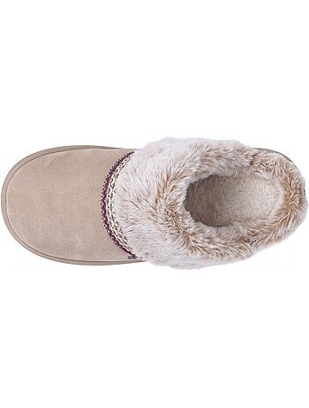 Zapatillas chinelas cuero, suela «bloup», extra cómodo mujer isotoner