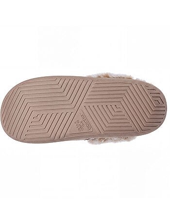Zapatillas chinelas cuero, suela «bloup», extra cómodo mujer isotoner