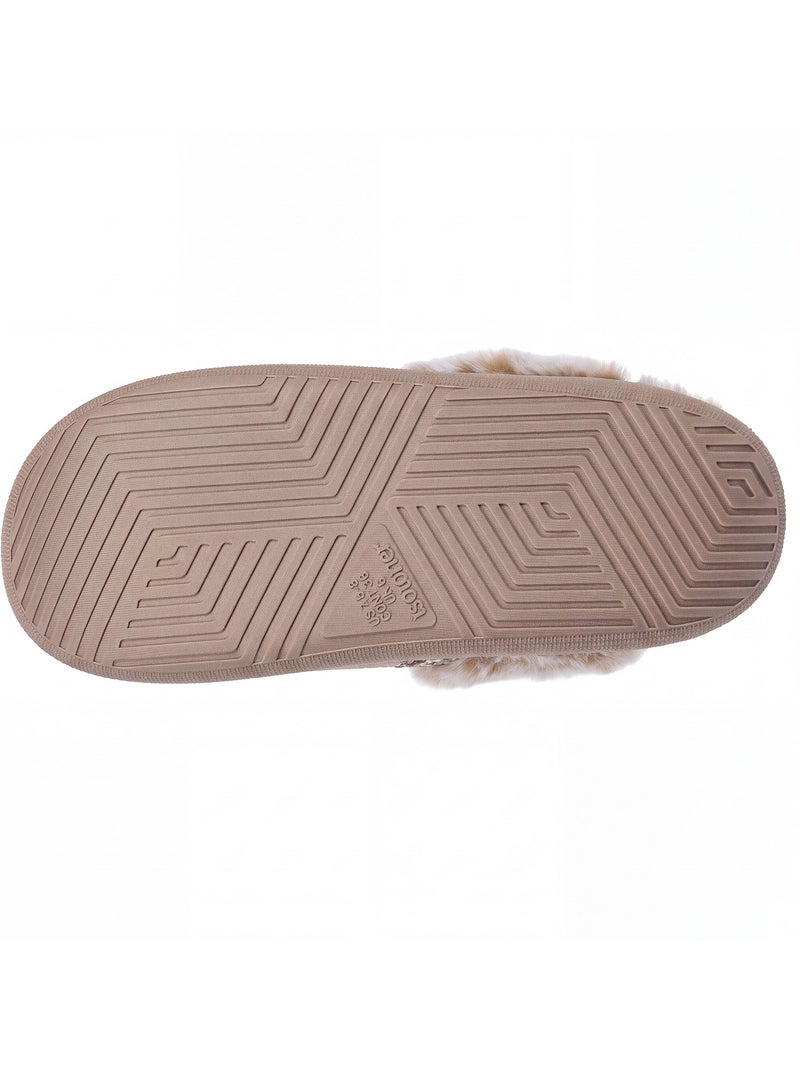 Zapatillas chinelas cuero, suela «bloup», extra cómodo mujer isotoner Beige - Kiabi