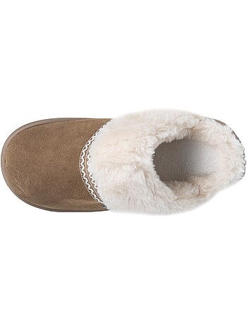 Zapatillas chinelas cuero, suela «bloup», extra cómodo mujer isotoner