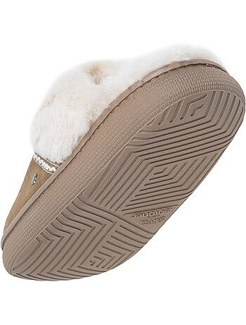 Zapatillas chinelas cuero, suela «bloup», extra cómodo mujer isotoner