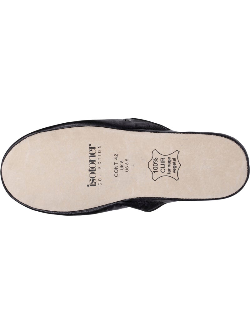 Zapatillas chinelas cuero ultracómodo y ligero hombre isotoner Negro - Kiabi