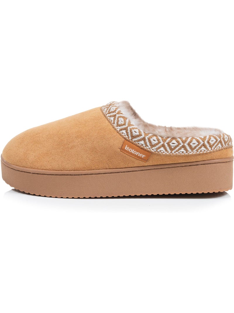 Zapatillas chinelas de imitación de ante con suela de cuña mujer isotoner Camel - Kiabi