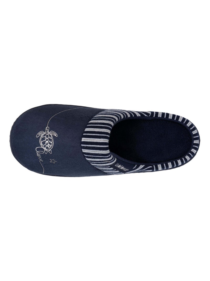 Zapatillas chinelas en ante, suela ergonómica de confort niña Isotoner Azul marino - Kiabi