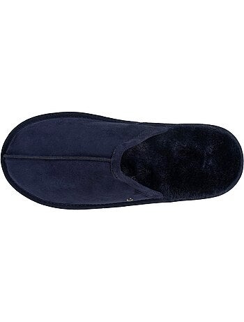 Zapatillas chinelas en cuero con forro de piel sintética hombre isotoner
