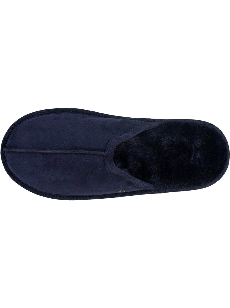 Zapatillas chinelas en cuero con forro de piel sintética hombre isotoner Azul marino - Kiabi