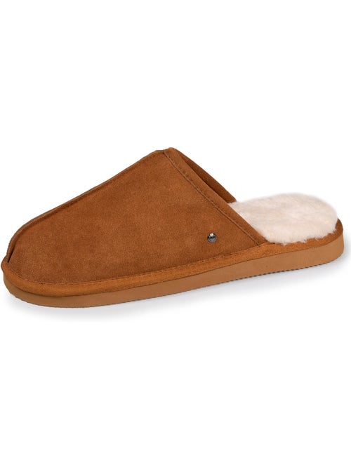 Zapatillas chinelas en cuero con forro de piel sintética hombre isotoner - Kiabi