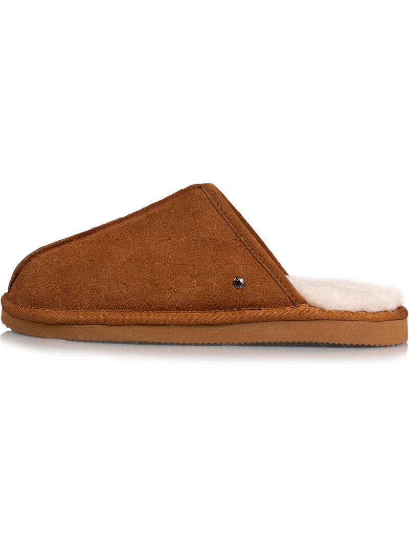 Zapatillas chinelas en cuero con forro de piel sintética hombre isotoner Camel - Kiabi