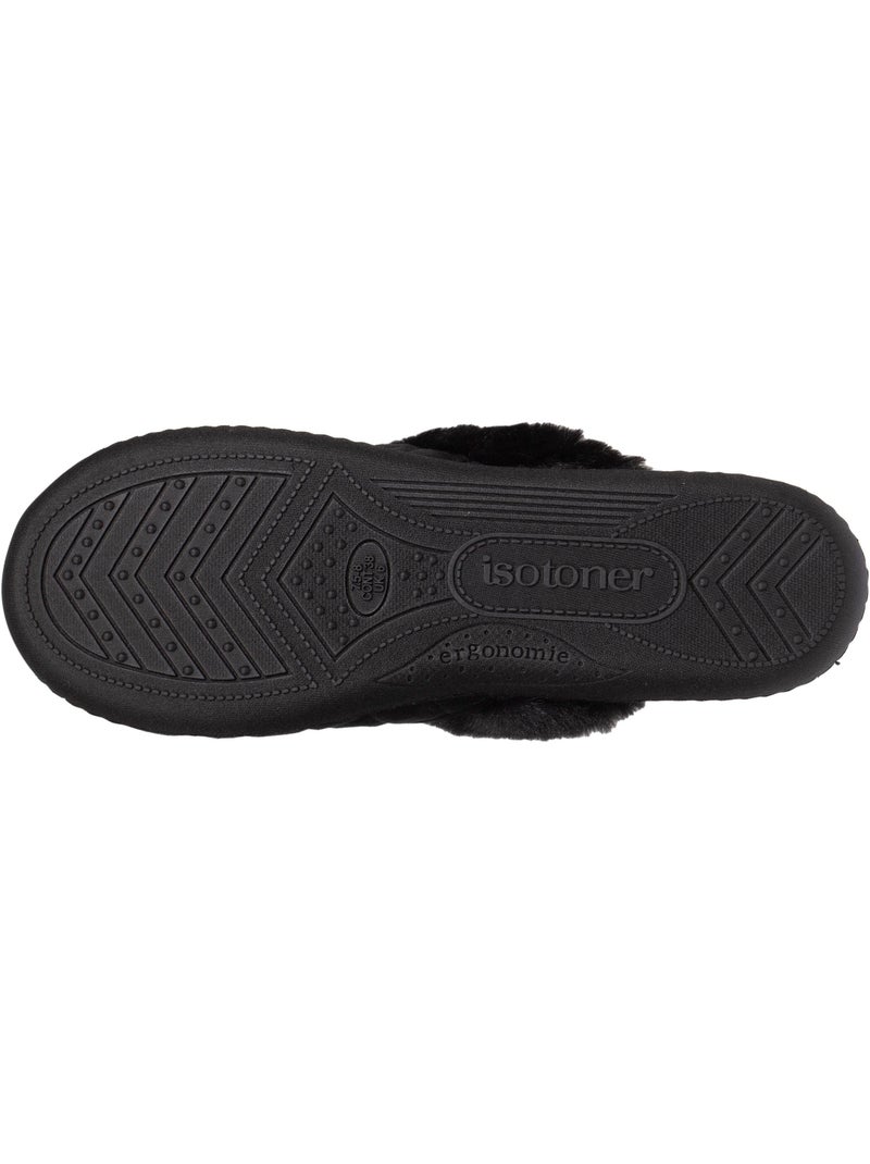 Zapatillas chinelas en microterciopelo acolchado mujer isotoner Negro - Kiabi