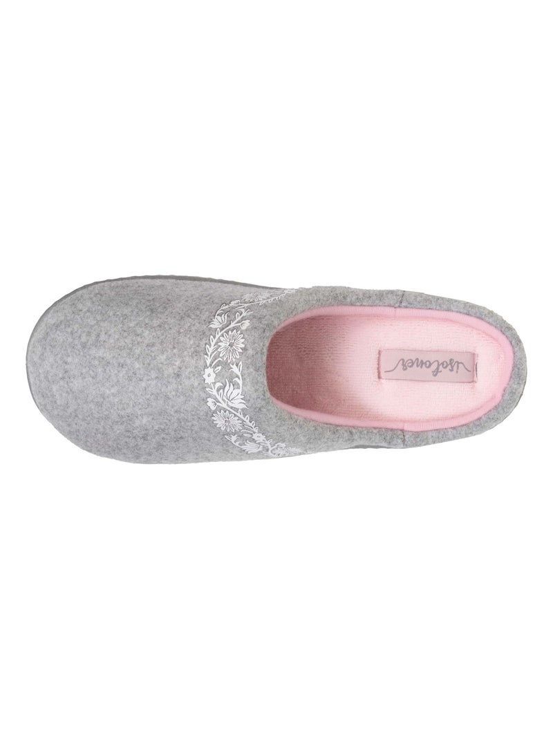 Zapatillas chinelas en tejido polar, plantilla ergonómica niña Isotoner Gris jaspeado - Kiabi