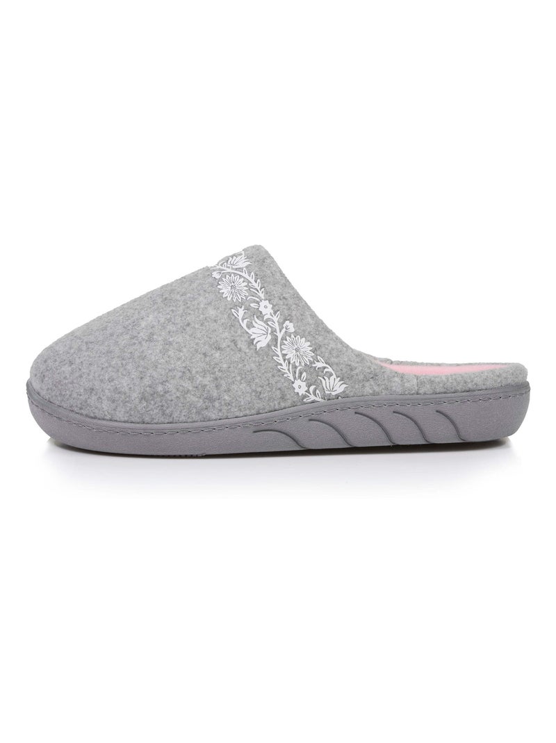 Zapatillas chinelas en tejido polar, plantilla ergonómica niña Isotoner Gris jaspeado - Kiabi