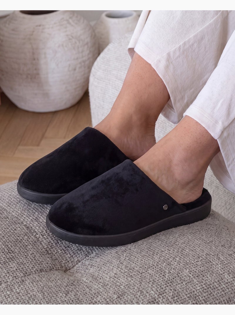 Zapatillas chinelas en terciopelo ultra suave mujer isotoner Negro - Kiabi