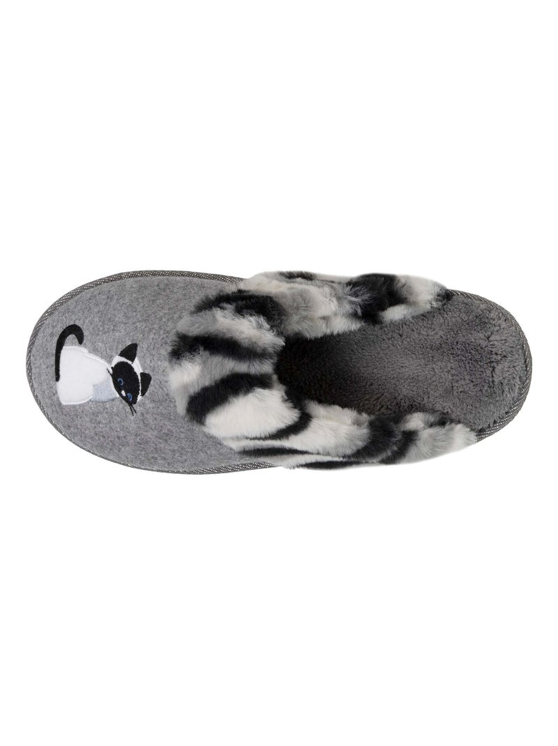 Zapatillas chinelas Gato de peluche. Comodidad y suavidad mujer Isotoner Gris gris - Kiabi
