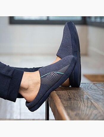 Zapatillas chinelas jersey, suela de goma antideslizante hombre Isotoner