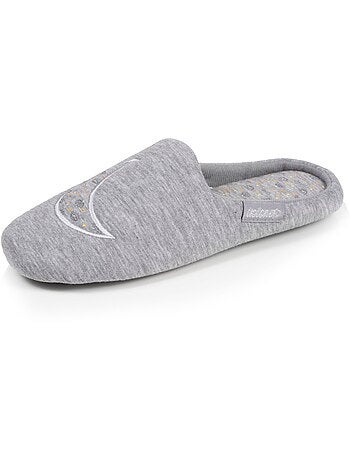 Zapatillas chinelas jersey, suela de goma antideslizante mujer Isotoner