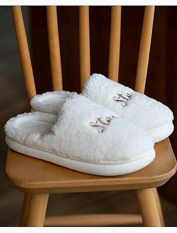 Zapatillas chinelas material de sherpa, suela bloup extra mujer Isotoner