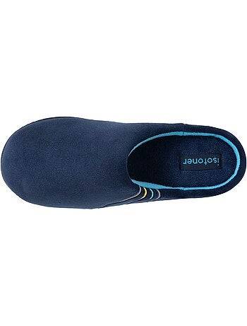 Zapatillas chinelas microvellón azul marino, suela niño Isotoner