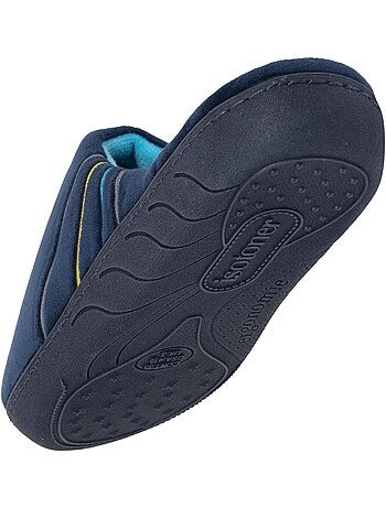 Zapatillas chinelas microvellón azul marino, suela niño Isotoner