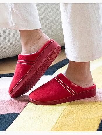 Zapatillas chinelas microvellón, espuma viscoelástica, tacón mujer isotoner
