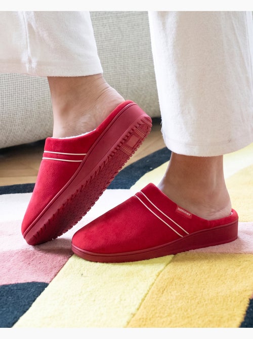 Zapatillas chinelas microvellón, espuma viscoelástica, tacón mujer isotoner - Kiabi