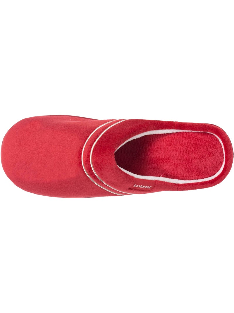Zapatillas chinelas microvellón, espuma viscoelástica, tacón mujer isotoner Rojo tomate - Kiabi