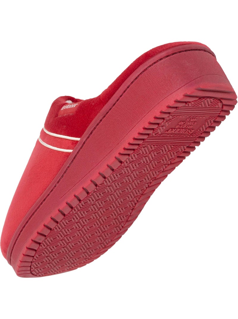 Zapatillas chinelas microvellón, espuma viscoelástica, tacón mujer isotoner Rojo tomate - Kiabi