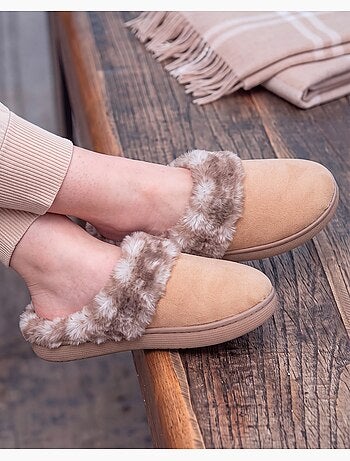 Zapatillas chinelas microvellón, suela «bloup», extra cómodo mujer isotoner