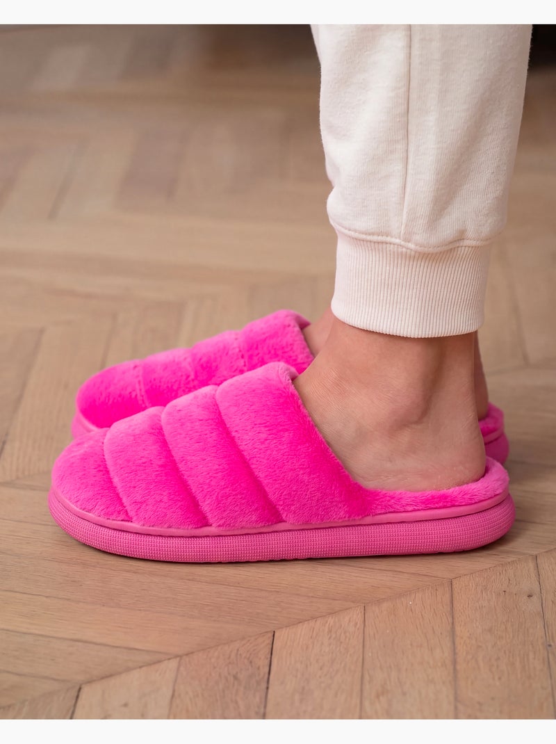 Zapatillas chinelas microvellón, suela «bloup», extra cómodo mujer isotoner Rosa fucsia - Kiabi