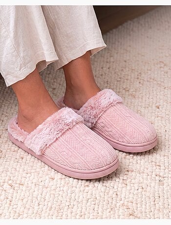 Zapatillas chinelas microvellón, suela «bloup», extra cómodo mujer isotoner