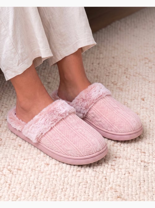 Zapatillas chinelas microvellón, suela «bloup», extra cómodo mujer isotoner - Kiabi