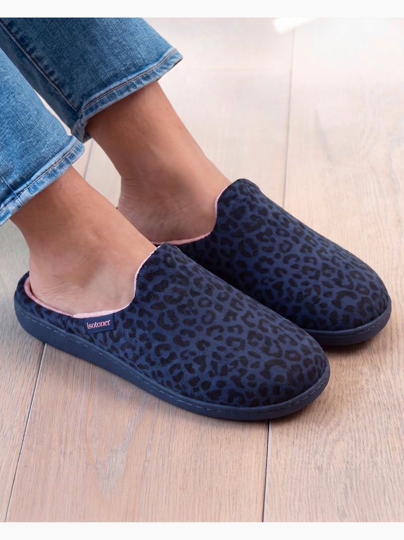 Zapatillas chinelas microvellón, suela ergonómica, espuma mujer Azul marino - Kiabi